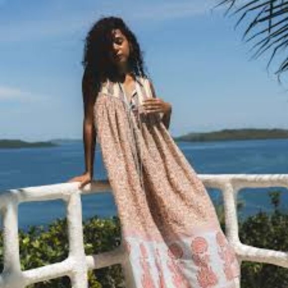 NWT Daughters of India Aahna Boho Maxi Dress in Bluebell Floral- Size XL - Picture 1 of 6